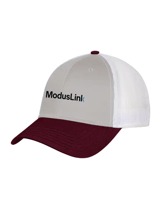 Maroon/Heather Grey/White Mesh Trucker Cap Snap Back w/ModusLink Logo