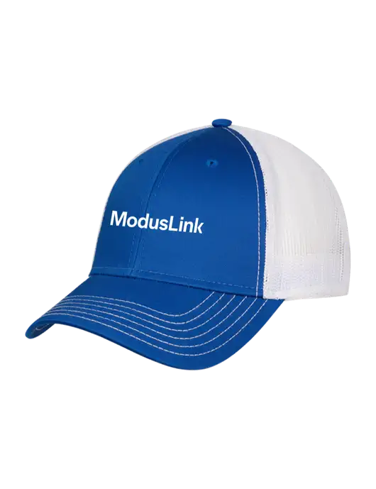 Royal & White Mesh Trucker Cap Snap Back w/ModusLink Logo