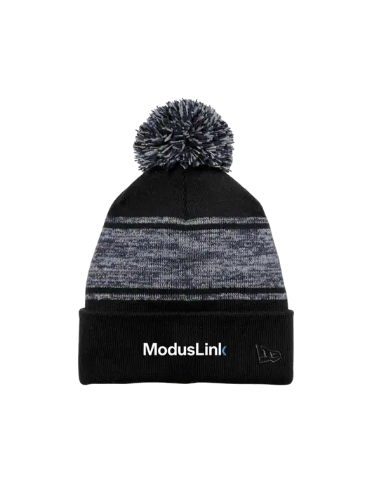 New Era Black/Navy Knit Chilled Pom Beanie w/ModusLink Logo