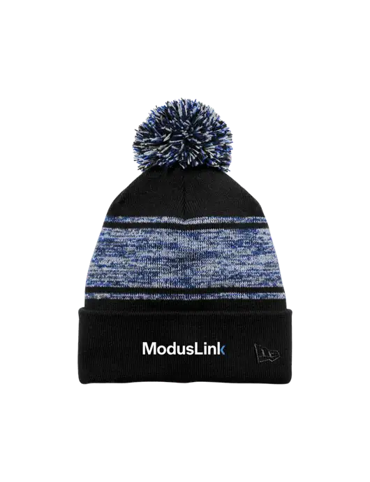 New Era Black/Royal Knit Chilled Pom Beanie w/ModusLink Logo