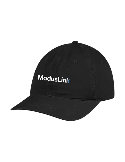 Garment Washed Unstructured Twill Black Cap w/ModusLink Logo