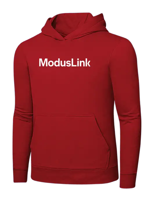Bright Red 8.5 oz Ring Spun Hooded Sweatshirt w/ModusLink Logo