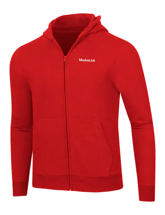 Bright Red 8.5 oz Ring Spun Zip Hooded Sweatshirt w/ModusLink Logo