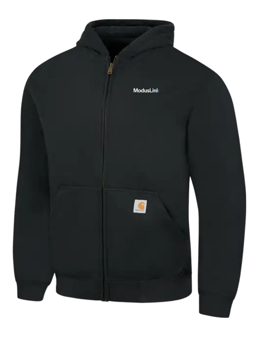 Carhartt Black Rain Defender Paxton Heavyweight Hooded Full Zip-Front Sweatshirt w/ModusLink Logo