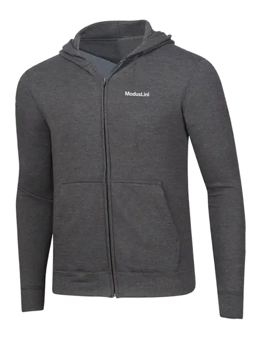 Dark Heather Grey 8.5 oz Ring Spun Zip Hooded Sweatshirt w/ModusLink Logo