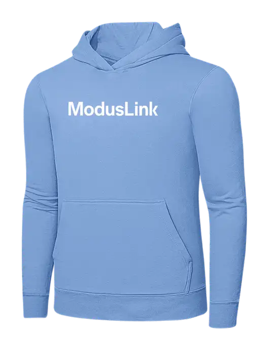 Light Blue 7.8. oz Ring Spun Hooded Sweatshirt w/ModusLink Logo