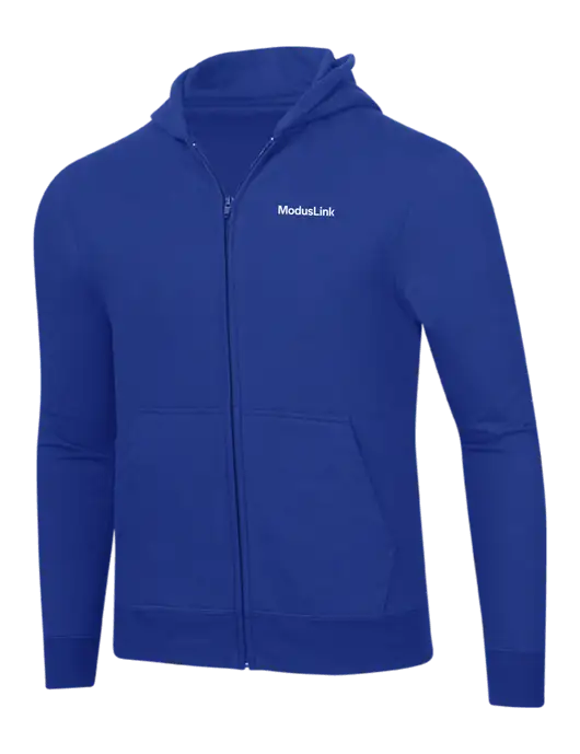 True Royal 8.5 oz Ring Spun Zip Hooded Sweatshirt w/ModusLink Logo