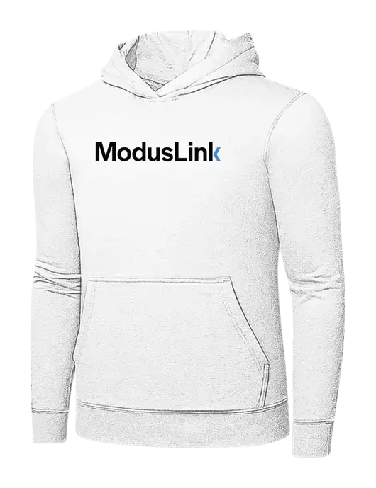 White 7.8 oz Ring Spun Hooded Sweatshirt w/ModusLink Logo