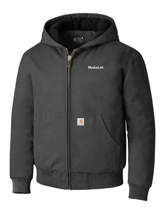 Carhartt Dark Grey Quilted-Flannel-Lined Duck Active Jacket w/ModusLink Logo