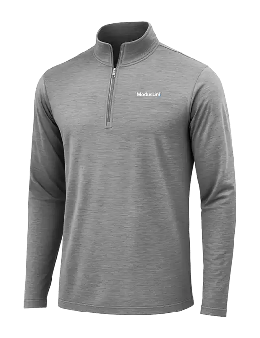 Dark Grey Heather Posicharge Tri-Blend Wicking 1/4 Zip Pullover w/ModusLink Logo