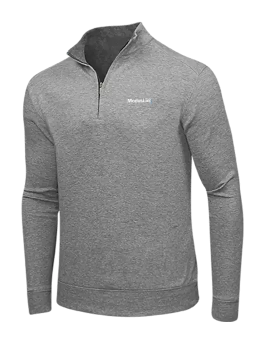 Medium Heather Grey/Charcoal Heather Interlock 1/4 Zip w/ModusLink Logo