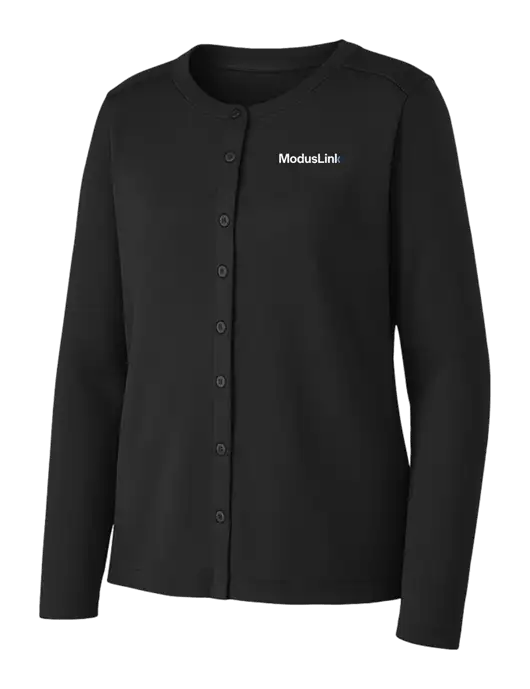 Black Womens Concept Stretch Button-Front Cardigan Sweater w/ModusLink Logo