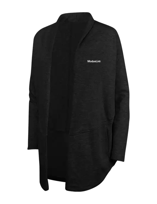 Deep Black/Charcoal Heather Womens Interlock Cardigan w/ModusLink Logo