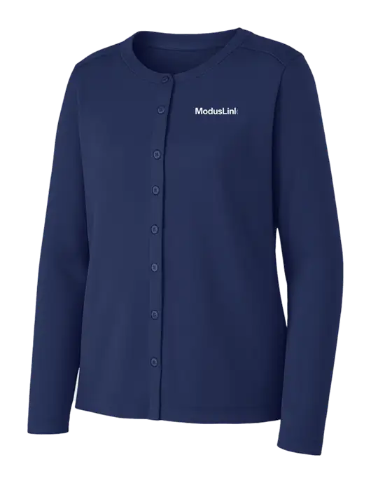 Dress Blue Navy Womens Concept Stretch Button-Front Cardigan Sweater w/ModusLink Logo