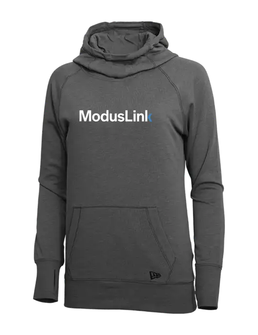 New Era Black Heather Womens Tri-Blend Fleece Pullover Hoodie w/ModusLink Logo