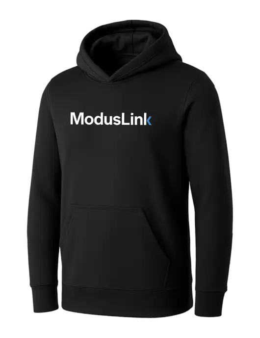 Womens Black Core Fleece Pullover Hooded Sweatshirt w/ModusLink Logo