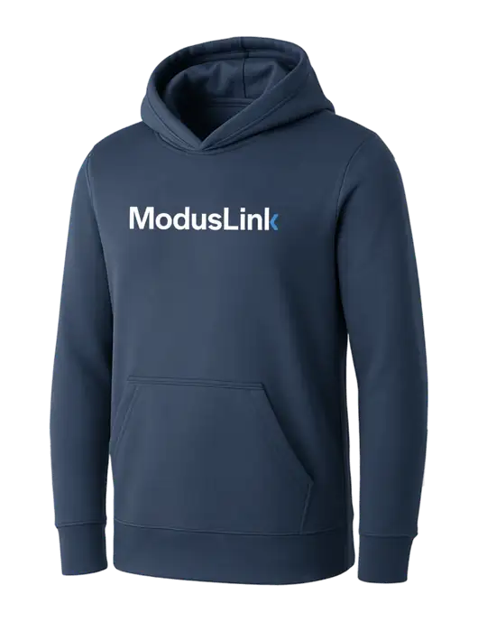 Womens Navy Core Fleece Pullover Hooded Sweatshirt w/ModusLink Logo