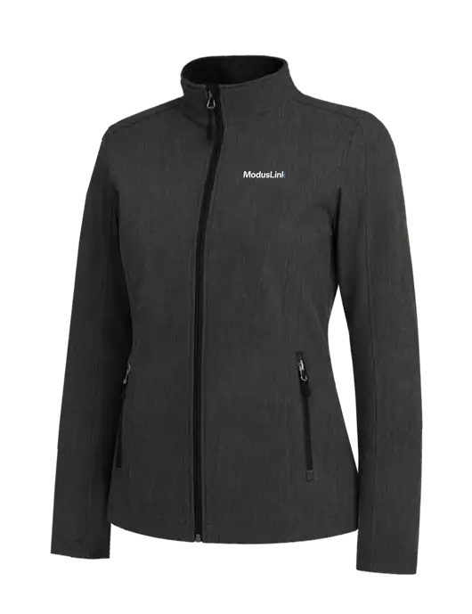 Black Charcoal Heather Womens Core Soft Shell Jacket w/ModusLink Logo