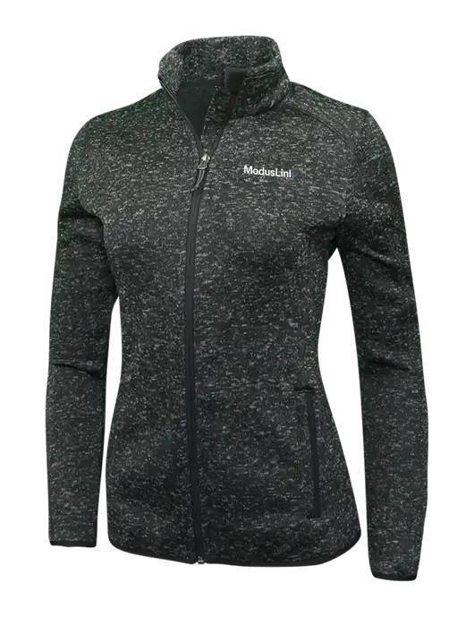 Black Heather Womens Sweater Fleece Jacket w/ModusLink Logo