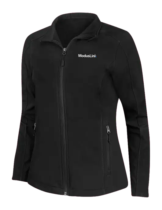 Black Womens Core Soft Shell Jacket w/ModusLink Logo
