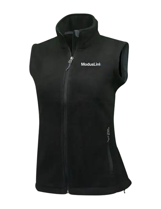 Womens Black Fleece Vest w/ModusLink Logo