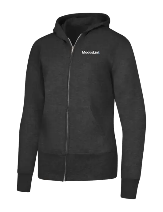 Dark Heather Grey Womens Core Fleece Full-Zip Hooded Sweatshirt w/ModusLink Logo
