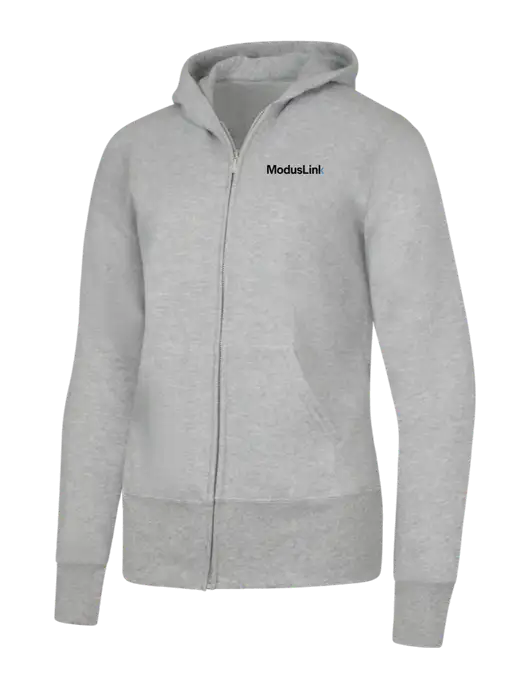 Grey Heather Womens Core Fleece Full-Zip Hooded Sweatshirt w/ModusLink Logo