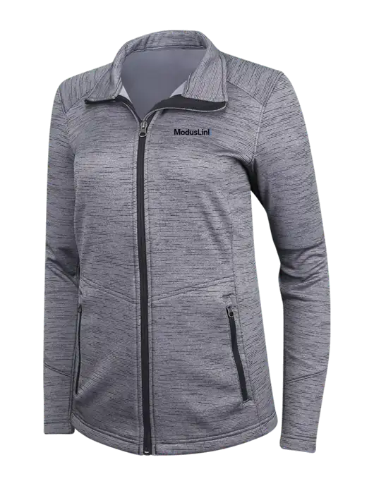 Medium Grey Womens Digi Stripe Fleece Jacket w/ModusLink Logo