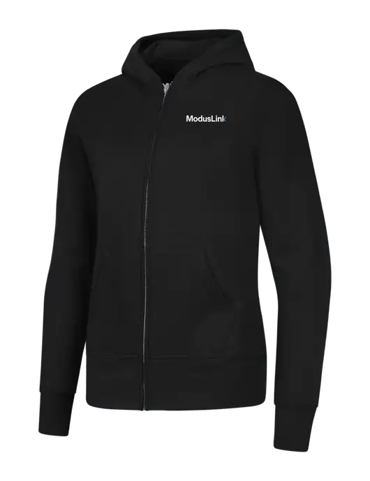 Jet Black Womens Core Fleece Full-Zip Hooded Sweatshirt w/ModusLink Logo