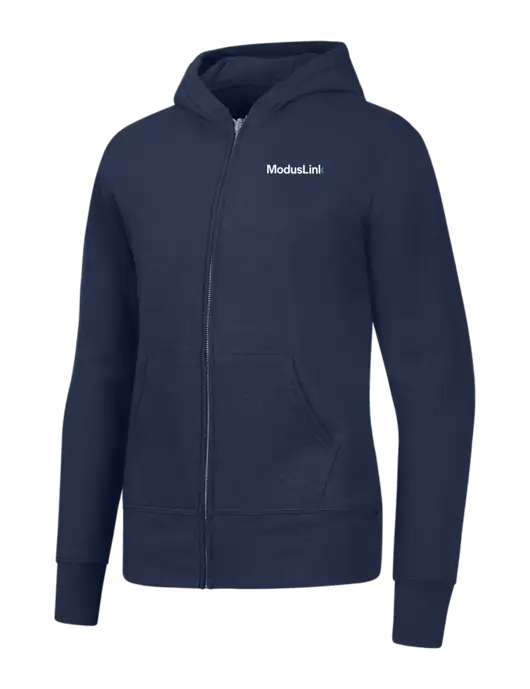 Navy Womens Core Fleece Full-Zip Hooded Sweatshirt w/ModusLink Logo
