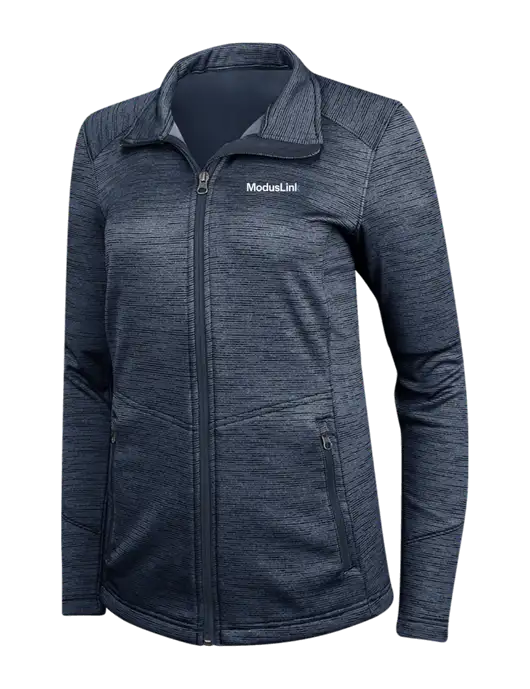 Navy Womens Digi Stripe Fleece Jacket w/ModusLink Logo